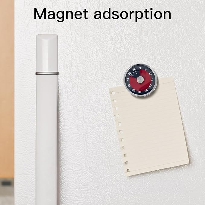 2pcs Magnetic Mechanical Kitchen Visual Timer, Countdown 60 Minute Wind Up Reminder Tool for Baking Cooking Steaming Tanning Learning