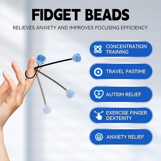 Fidget Beads, Metal Fidget Toy EDC Anxiety Relief Toy for Men Women Teens Skill Players Stress Relief Toys(A-Blue&White)