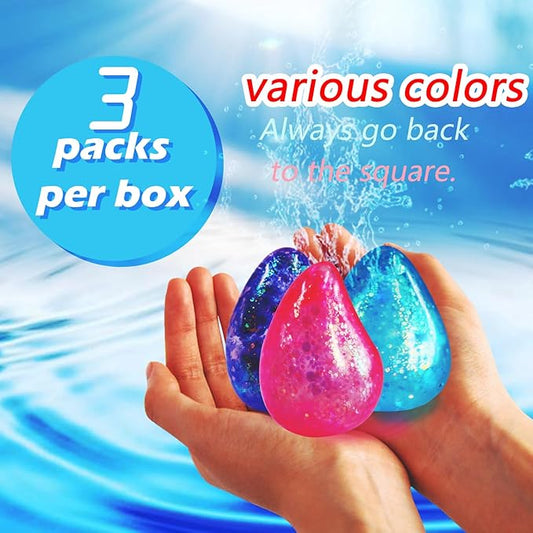 3pack Fidget Toys Squishy Drop Toys| Ice Squishy Drop Malt Sugar Balls| High Density Gel Filled Water Drop Sensory Squeeze Toy|Relief Stress Squeeze Toy Color May Vary (Pack of 3)