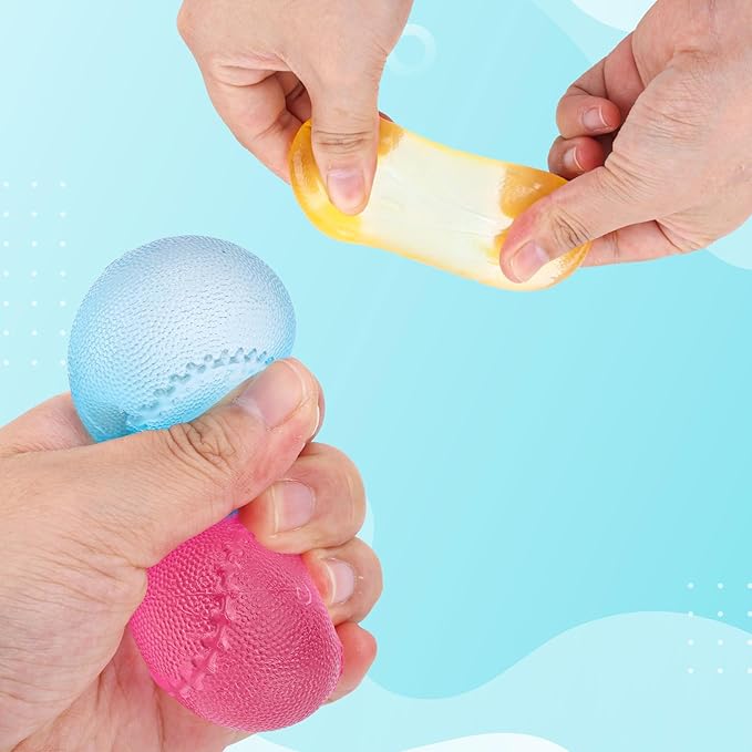 4pcs Stress Relief Toys Balls, Assorted Colors Maltose Filled Stress Toys Durable Slow Rising Sugar Balls for Anxiety ADHD & Autism Classroom Prizes (Tennis)