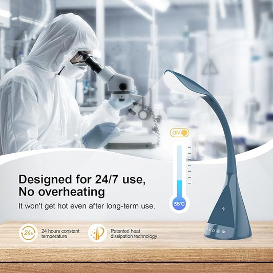 50W Ultra-Flexible LED Desk Lamp with 16 Lighting Modes/Adjustable White/Warm/RGB + Sleep Mode Qi Wireless Charging, 24/7 use No overheatin,for Office/Reading/Architect Lamp