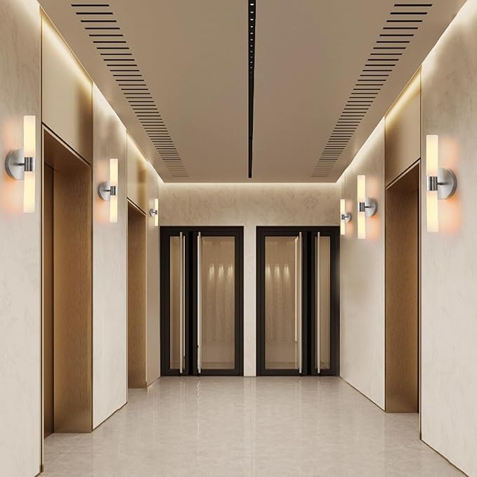 Wall Sconces Set of Two Brushed Nickel Lamp Sconces Wall Lighting with White Glass Shade Lights Wall Light Sconces Wall Decor Set of 2 for Living Room Wall Scones, Wall Lights Set of 2