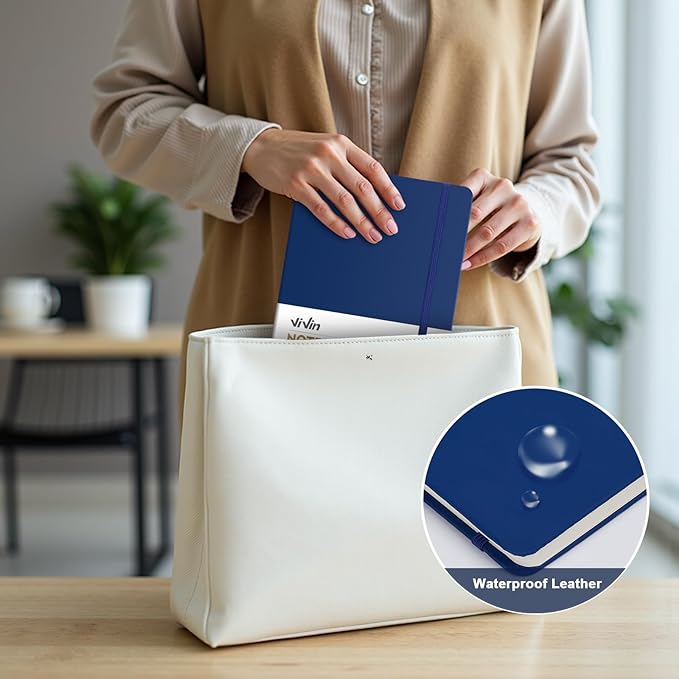 ViVin Lined Journal Notebooks, 3 Pack, (Navy), 192 Pages, Medium 5.5 x 8.3 inch, College Ruled, A5 Hardcover Notebooks, Journaling Notebooks for Writing, Business, School