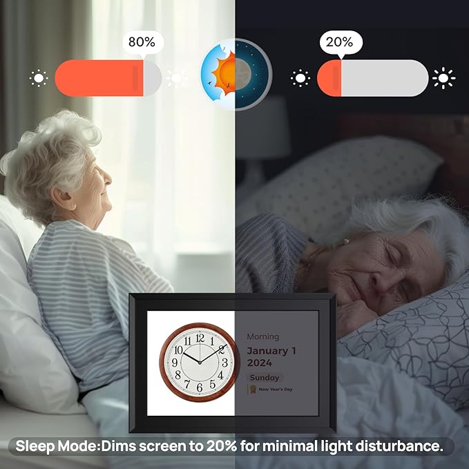 Touchscreen Digital Calendar Day Clock for Seniors 10.1 Inch, Voice Alarm | Medication Reminder | WiFi Accurate Time, Customizable Gift for Elderly or Dementia Alzheimers - Black