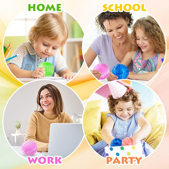 Magic Flour Stress Balls for Kids - 6 Pack Fidget Toys Squishy, Squeezy, Stretchy Sensory Balls - Color-Changing Fun for Anxiety Relief, Party Favors, Classroom Prizes, and Stress Relief Gifts