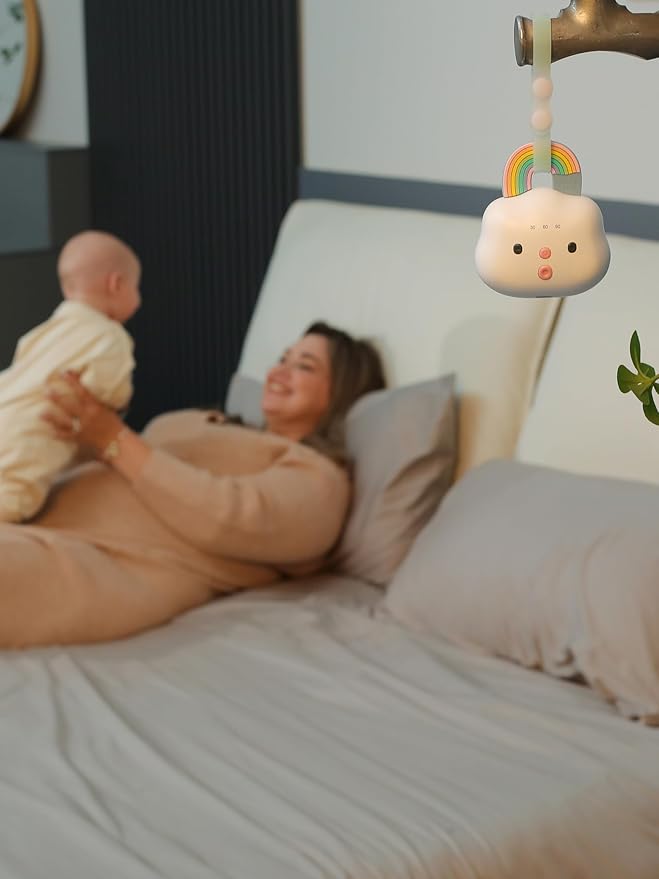 Smily Mia Portable Sound Machine for Babies |White Noise Machine Baby| Sleep Soother |14 Soothing Sounds | Shush | Travel | Registry Gift | Baby Shower | New Born Essentials, Attach to Stroller/Crib