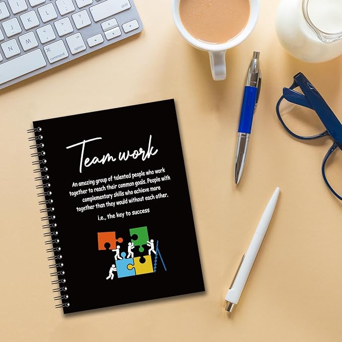 YAZMEEN Teamwork Blank Spiral Notebook(160 Pages) Teamwork Definition Hardcover Sketchbook Team Motivational Notebook Journal Funny Appreciation Gift for Employee Colleague Team Member Office Worker