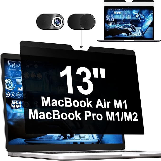 Magnetic Privacy Screen MacBook Air 13 Inch(2018-2021, M1), Removable Anti Blue Light Glare Filter Screen Protector with Camera Cover for Mac air 13''