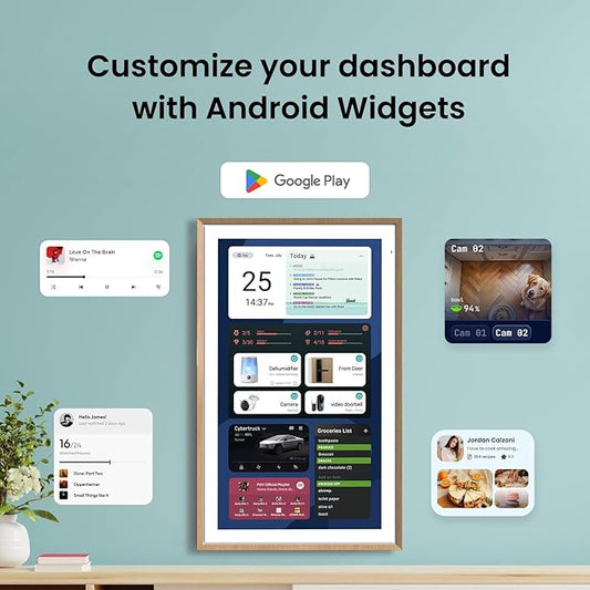 ApoloSign 21.5-inch Digital Calendar: Dual Mode Calendar with Google Play & Multi-calendar Sync, Electronic Planner & Chore Chart, Smart Touchscreen, Interactive Display for Family Schedules (Teak, 21.5")