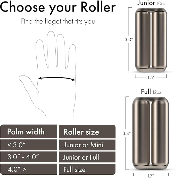 ONO Roller - Handheld Fidget Toy for Adults | Help Relieve Stress, Anxiety, Tension | Promotes Focus, Clarity | Compact, Portable Design | Titanium Junior