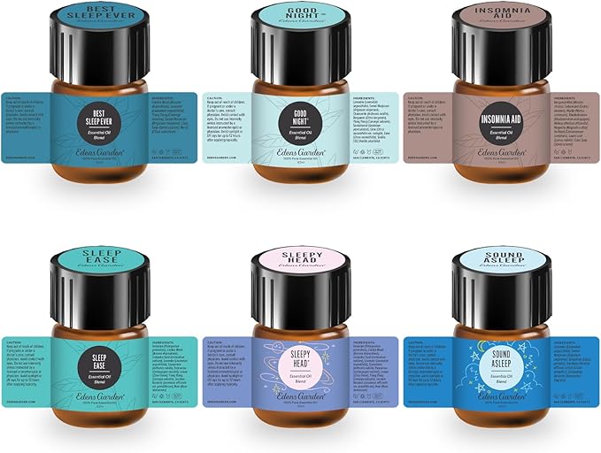 Edens Garden Sleep Essential Oil Discovery Sampler 6 Set – 100% Pure Therapeutic Grade Essential Oils for Relaxation, Calm & Wellness – Aromatherapy Oil Blends for Diffuser & Self-Care, .92 ml/ 6 Pack