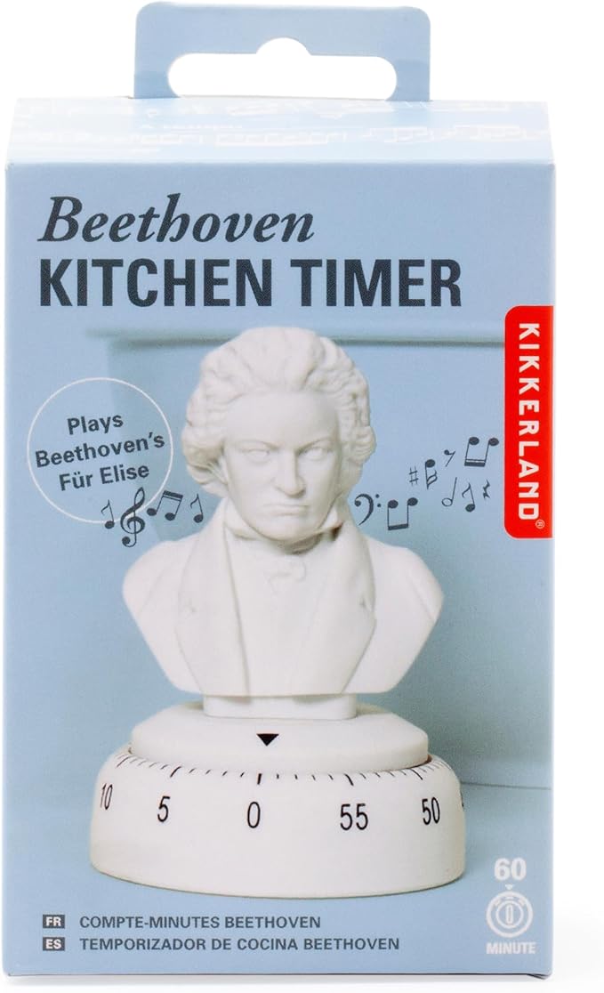 Kikkerland Beethoven Timer – Musical Gadget for Home & Kitchen – 60 Minute Windup Timekeeper for Cooking for Music Lovers
