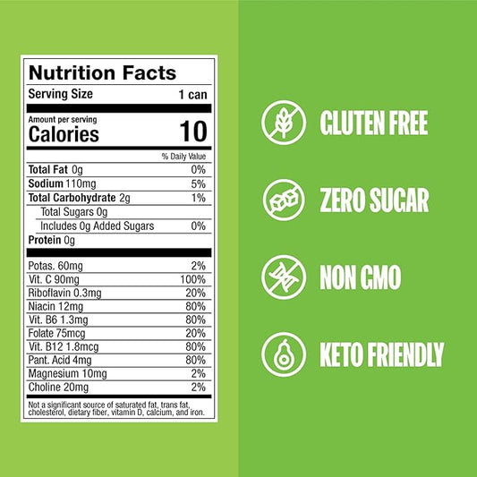 ZOA Zero Sugar Energy Drinks, Green Apple - Sugar Free with Electrolytes, Healthy Vitamin C, Amino Acids, Essential B-Vitamins, and Caffeine from Green Tea - 12 Fl Oz (12-Pack)