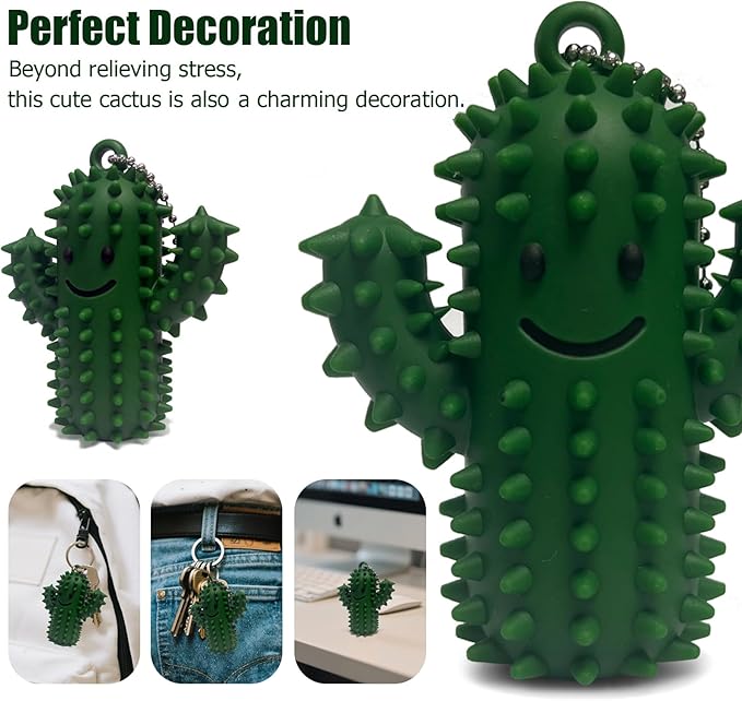 Pain Fidget Toys for Adults, Spiky Silicone Sensory Tool for Anxiety Relief - Acupressure Cactus for Deep Pressure Stimulation & Focus, Silent Portable Stress Keychain, Easy to Clean (1 Green)