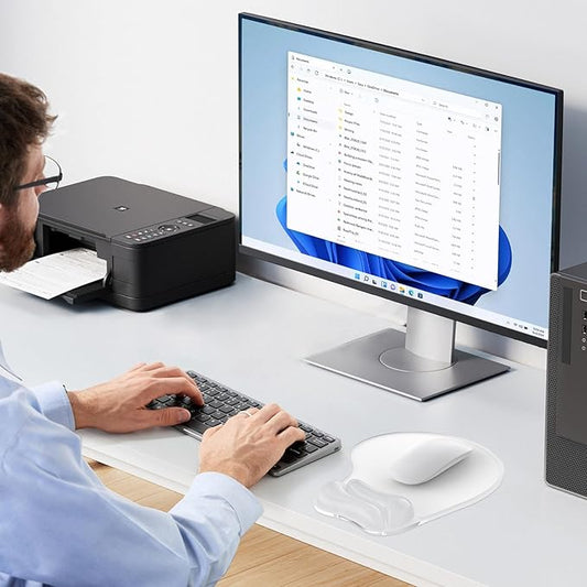 Mouse Pad with Gel Wrist Rest, Ergonomic Comfortable Computer Wrist Support for Laptop, Pain Relief Mousepad with Non-Slip PU Base for Office & Home Clear