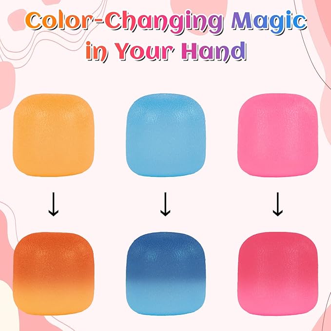 3 Pack Slow-Rise Stress Relief Strong Sensory Toys for Kids & Adults, Color-Changing Squishy Fidget Balls, Non-Toxic Fidget Toys for Classroom & Office, Slow Rebund Toys for Boys Girls