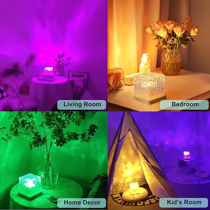 Aurora Ocean Wave Lights Projector,16 Colors 4 Modes Cube Northern Lights Dimmable Ambient Mood Lighting,Crystal Color Changing Night Light for Bedroom Playroom Room Decor