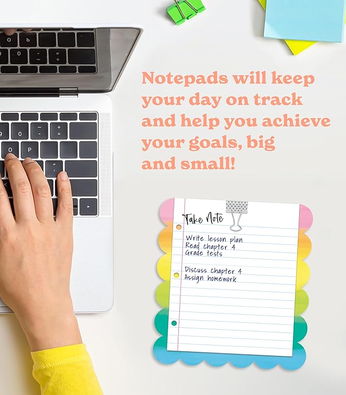 Carson Dellosa Creatively Inspired Notepad 3-Pack, Rainbow Note Pads for Goals, To Do List, Checklist, Notes, and Classroom Organization Stationary, Desk Accessories and Office Supplies