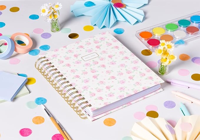 2025-2026 Eccolo Spiral Agenda Planner, Watercolor Roses, Weekly & Monthly Pages, 18 Months, Sticker Sheets, Inspirational Quotes (7.75 x 8.75, July 2025 - Dec 2026)