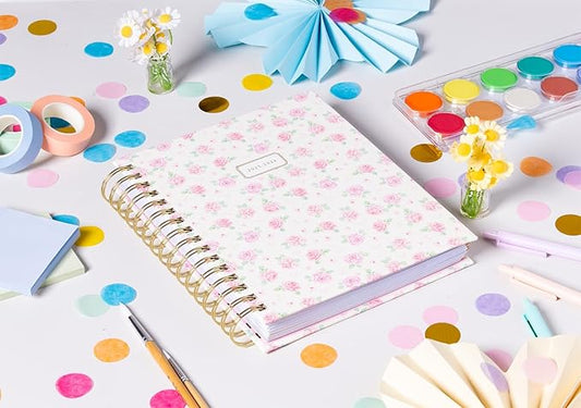 2025-2026 Eccolo Spiral Agenda Planner, Watercolor Roses, Weekly & Monthly Pages, 18 Months, Sticker Sheets, Inspirational Quotes (7.75 x 8.75, July 2025 - Dec 2026)