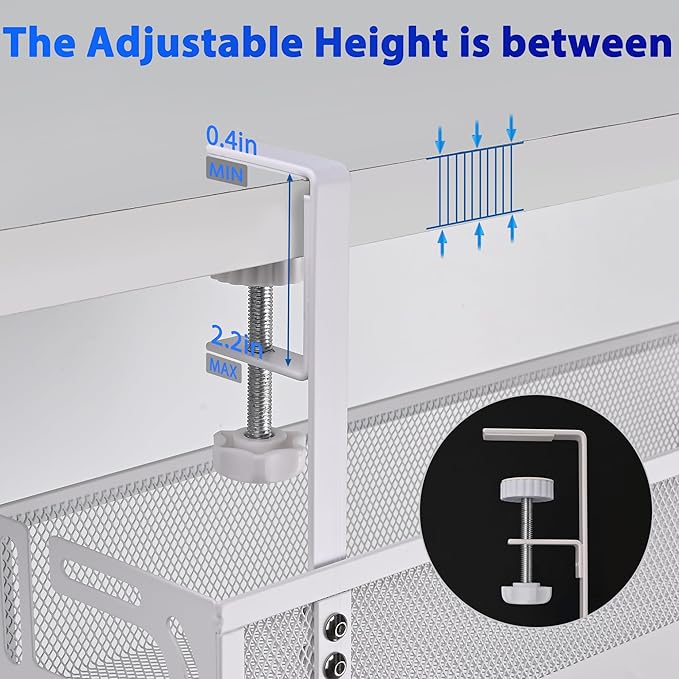 Under Desk Cable Management Tray – No Drill Cord Organizer & Power Strip Holder – Wire Cable Tray for Home Office Desk Setup (L-White)