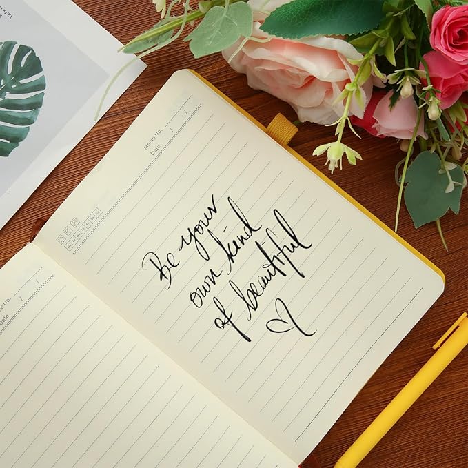 MIVIDE 10 Pack Journal Notebook Bulk with 10 Pens, A5 Lined Notebook Journals Bulk, Hardcover Notebook, College Ruled Notebook for Work Writing School Office, 5.7" x 8.3", Yellow