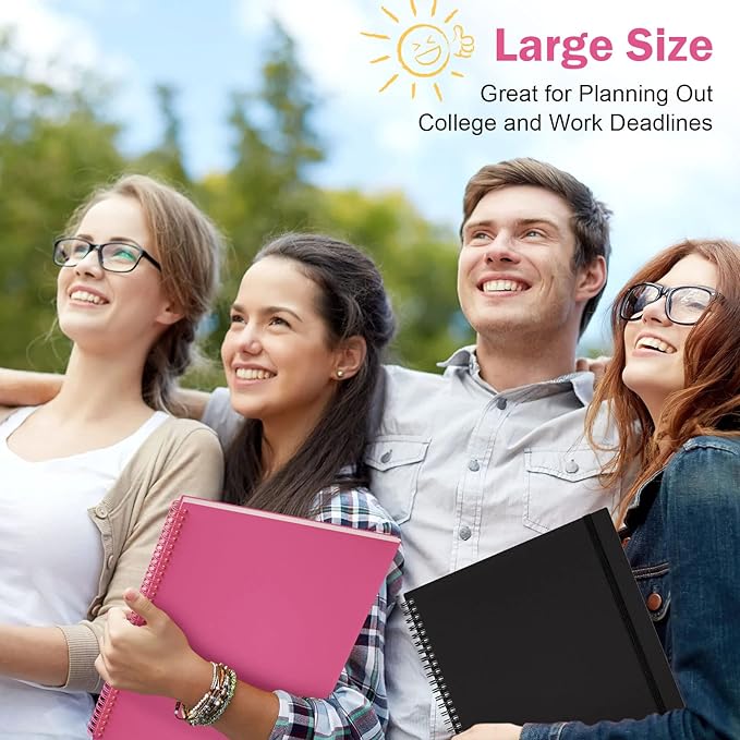 Planner Undated, Asten Daily Planner Agenda with to Do List, Hourly Schedules for Women and Men, Spiral Appointment Book with Elastic Closure, Inner Pocket 8.5" x 11" (Pink)