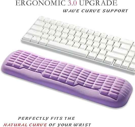 UnivoColors Memory Foam Keyboard Wrist Rest,Latest 3.0 Wave Curve Design,High-Resilience Memory Foam Non-Slip Base,Fits Compact Keyboards,Ideal for Work and Gaming(Lavender)