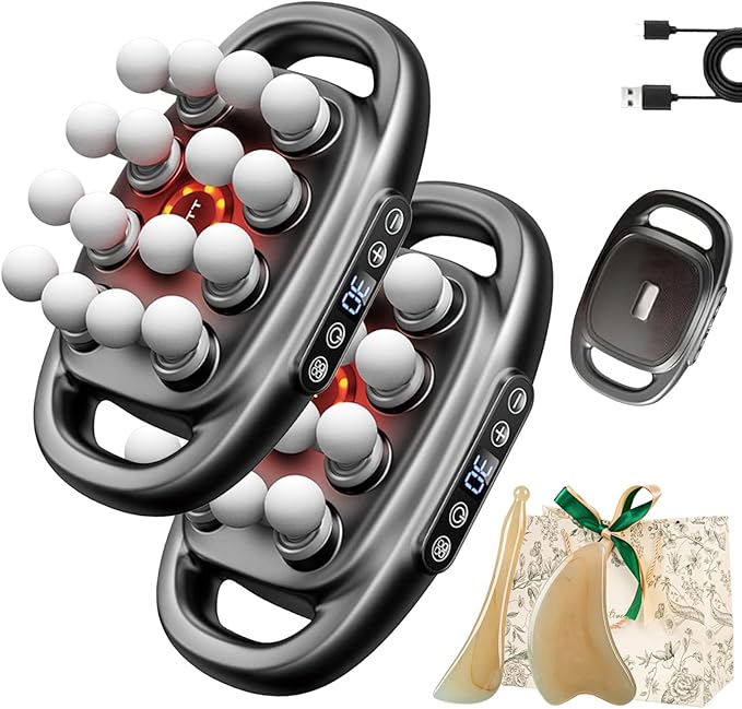 Morglaes Deep Tissue Massager - 2025 New Morglaes Massager, 16 Head Massage Deep Tissue with 3 Modes & 30 Intensities - Fascia Blaster for Back, Shoulders, Legs, Foot (Black*2)