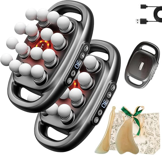 Morglaes Deep Tissue Massager - 2025 New Morglaes Massager, 16 Head Massage Deep Tissue with 3 Modes & 30 Intensities - Fascia Blaster for Back, Shoulders, Legs, Foot (Black*2)