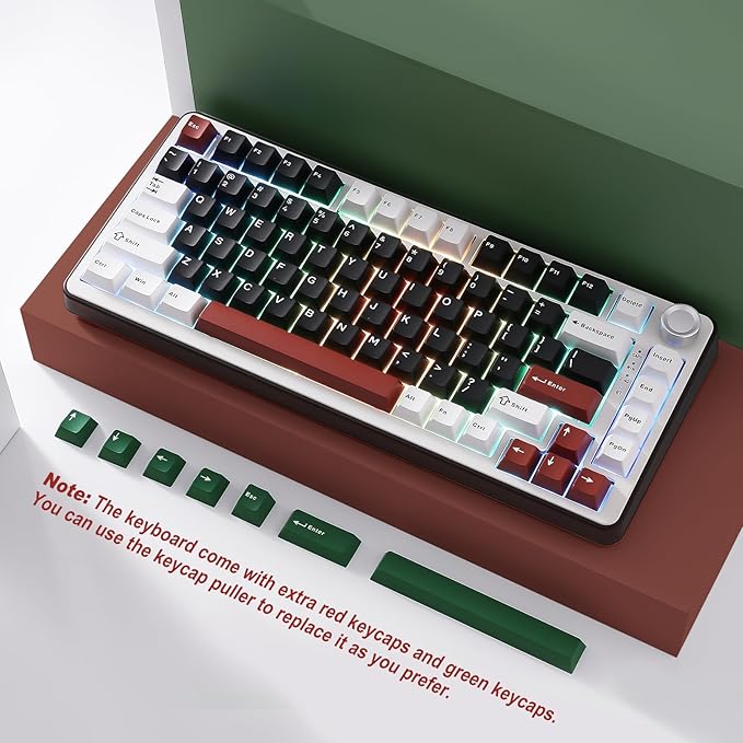 YUNZII B75 PRO Wireless Mechanical Keyboard,75% Layout with Knob,Hot Swap Gasket Custom Structure,Creamy Pre-lubed Switches,RGB Backlit,Bluetooth/Type-C/2.4G for Win/Mac(Cocoa Cream V2 Switch,Black)