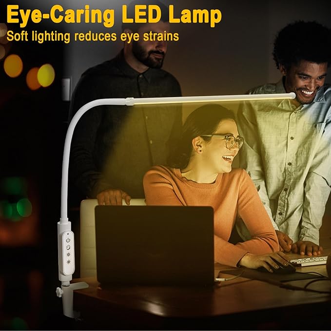 CGBE Nail Light for Desk: 360° Adjustable Nail Lamp for Desk with 3 Color Modes 5 Brightness, 23.6-Inch Led Desk Lamp for Salon Manicurist Tattoo Crafts Sewing Work Reading Game