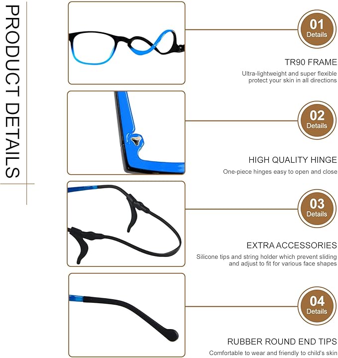 ANDWOOD Blue Light Glasses Kids Girls Boys Computer Gaming Anti Blue Ray Polarized sunglasses Age3-12