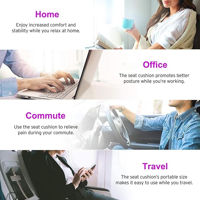 Gel Seat Cushion, Egg Seat Cushion Wheelchair Cushion with Non-Slip Cover, Breathable Chair Pads Honeycomb Design Absorbs Pressure Points for Car Office Chair Wheelchair (Violet)