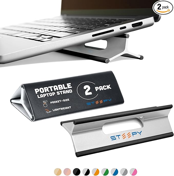Steepy Portable Laptop Riser - 3 Height Adjustable Stand for Desk