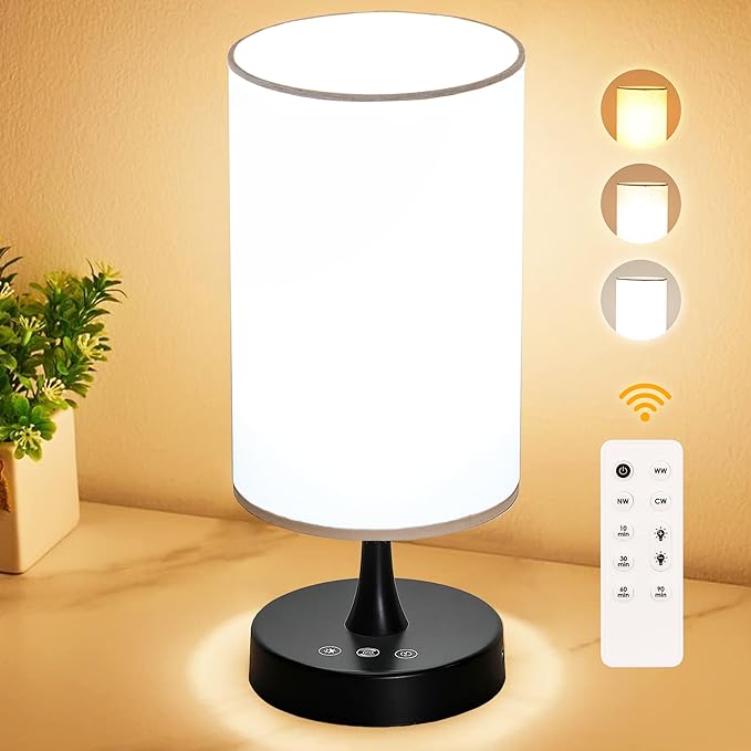 Light Therapy Lamp, 10000 Lux Daylight Lamp with 3 Color Temperatures, Adjustable Brightness, Timer & Memory Function, Sunlight Lamp(Black Base White Shade)