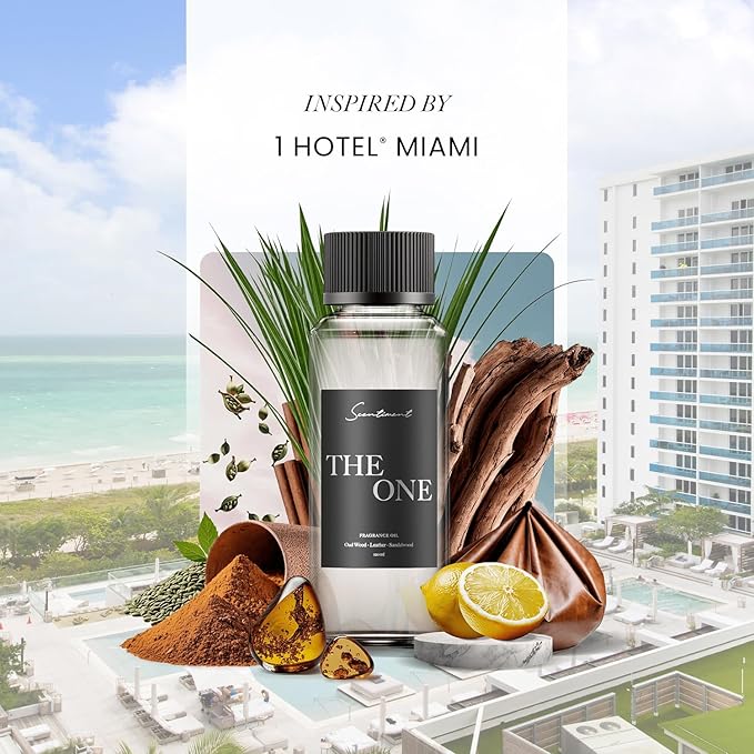Diffuser Oil - The One | Inspired by 1 Hotel® Miami Beach Lobby Scent | Aromatherapy Fragrance Oil | Notes of Cardamom, Leather, Lemon with Cinnamon & Sandalwood (50ml)