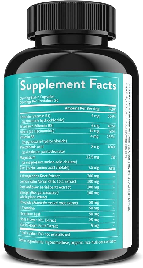 WellPath Zen Stress Relief Supplement + Mood Support (180 ct) | Calm, Stress & Energy Aid | Ashwagandha Root, Rhodiola Rosea, L-Theanine, Lemon Balm | Herbal Capsules
