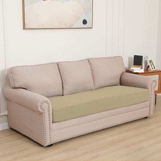 Easy-Going Stretch Cushion Cover Sofa Cushion Furniture Protector Sofa Seat Sofa slipcover Sofa Cover Soft Flexibility with Elastic Bottom(Sofa Cushion, Beige)