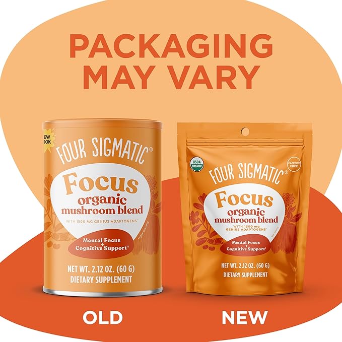 Four Sigmatic Focus Blend | Organic Lion's Mane Powder with Adaptogen and Mushroom Blend | Includes Cordyceps, Rhodiola, Bacopa & Mucuna | 30 Servings