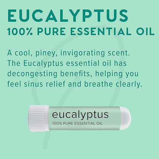 MOXĒ Eucalyptus Essential Oil Nasal Inhaler, Sinus & Congestion Relief, Daily Relaxation, Stress Relief, Therapeutic No-Mess Aromatherapy, Pure and Natural, Made in USA (3 Pack) packaging may vary