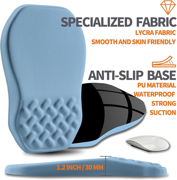 Ergonomic Slope Mouse Pad Wrist Support, Wrist Rest Mousepad for Carpal Tunnel Pain Relief with Massage Bulge and Slow Rebound Memory Foam (12x8 inch, Sky Blue)