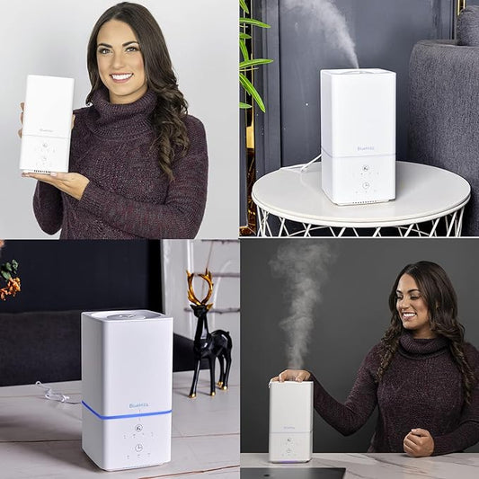 BlueHills 1000 ML Premium Essential Oil Diffuser Humidifier Combo Square White Aroma Diffuser for Large Room Home Quiet Modern Design Long Run Time High Capacity Oil Diffuser - Solid White - H101