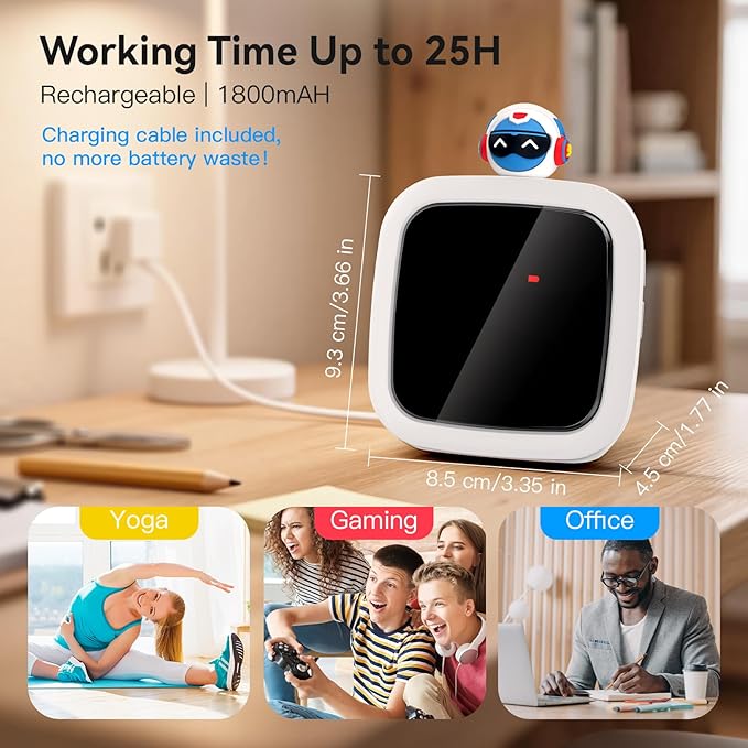 Yunbaoit Digital Visual Timer for Kids, Rechargeable 99-Minute Silent Countdown Timer with 19 Ringtones, 9 Optional DIY Color Planet Display, Time Management Tool with Pause Function (Robot)