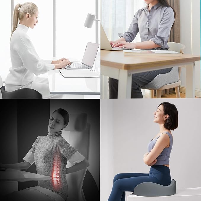 Pressure Relief Seat Cushion for Long Sitting Hours on Office, Home Chair, Car Memory Foam Office Chair Cushion for Back, Coccyx, Tailbone Pain Relief(Black)