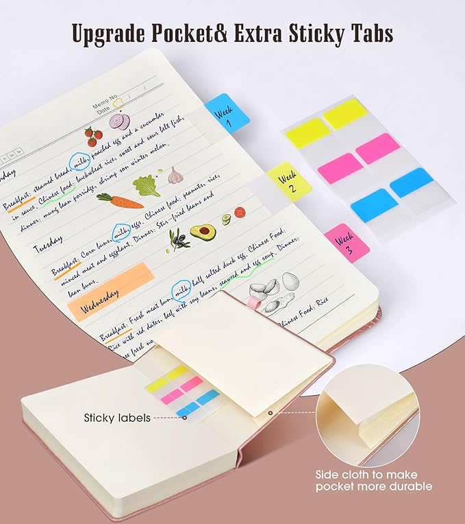 Lined Journal Notebook -365 Pages A5 Thick Journals for Writing Ruled Notebook, Pink Hardcover Leather Journals for Women Men, Daily Journal Notebook for Work, Note Taking (5.75'' X 8.38'' Rose Gold)