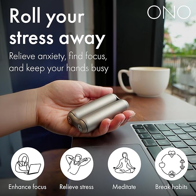 ONO Roller - Handheld Fidget Toy for Adults | Help Relieve Stress, Anxiety, Tension | Promotes Focus, Clarity | Compact, Portable Design | Titanium Junior