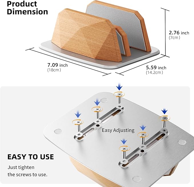 Vertical Laptop Stand - Dual Slots Wooden Adjustable Laptop Holder,Desktop Dock Compatible with All MacBook, Surface,Chromebook,Dell & More(Beechwood)