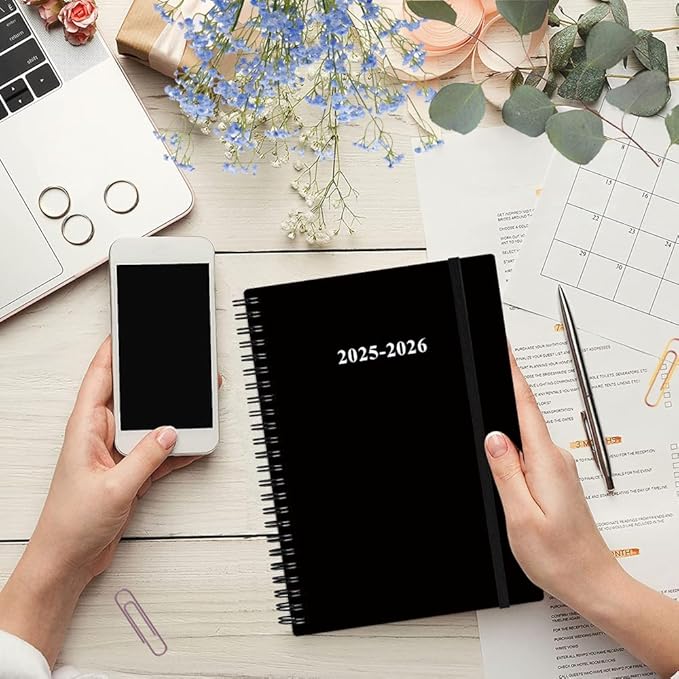 2025-2026 Planner - 18 Months Weekly & Monthly Planner from July 2025 - December 2026, Spiral Planner 2025-2026 with Elastic Closure, Inner Pocket, Medium 5.8" x 8.3", Black