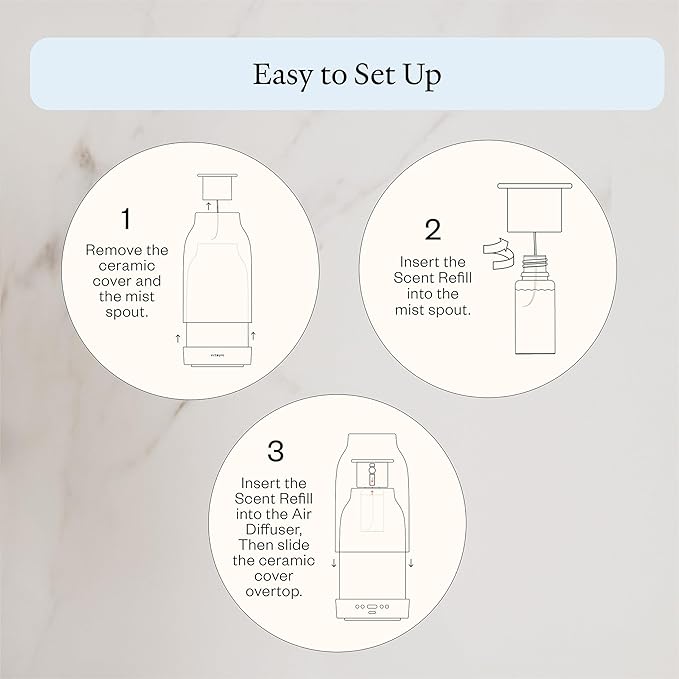 Vitruvi Air Waterless Diffuser for Home, 1500 Sq Ft Coverage | Diffusers for Home, Oil Diffuser, Housewarming Gift, Ceramic Finish, 5 Adjustable Scent Strengths | White